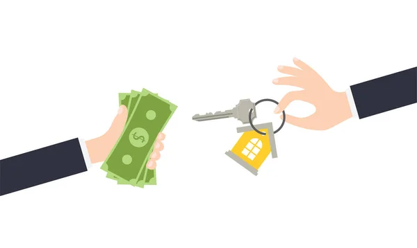 Chaves Para Sua Casa Processo Compra Apartamento Investimento Mão Agente —  Vetores de Stock