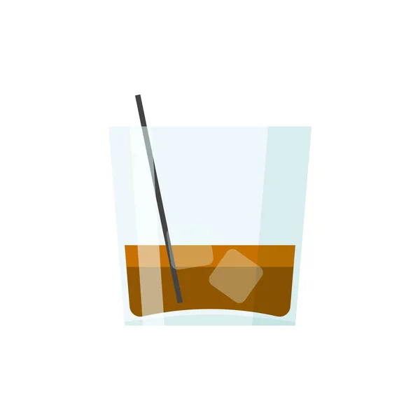 Copo Uísque Escocês Gelo Bebida Bar Ilustração Vetorial Estilo Moderno — Vetor de Stock