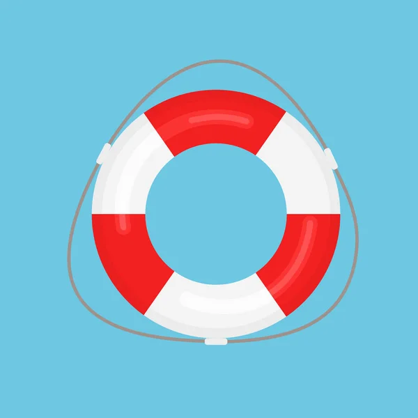 Red White Lifebuoy Top View Safe Life Concept Vector Illustration — Stock Vector