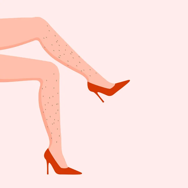 Womans Leg Epilation Unshaved Body Parts Body Positive Concept Female — Stock Vector