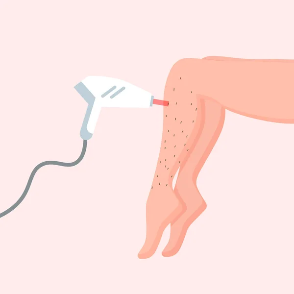Laserowa Depilacja Kobieta Gładkie Owłosione Nogi Plakat Kobiecego Salonu Piękności — Wektor stockowy