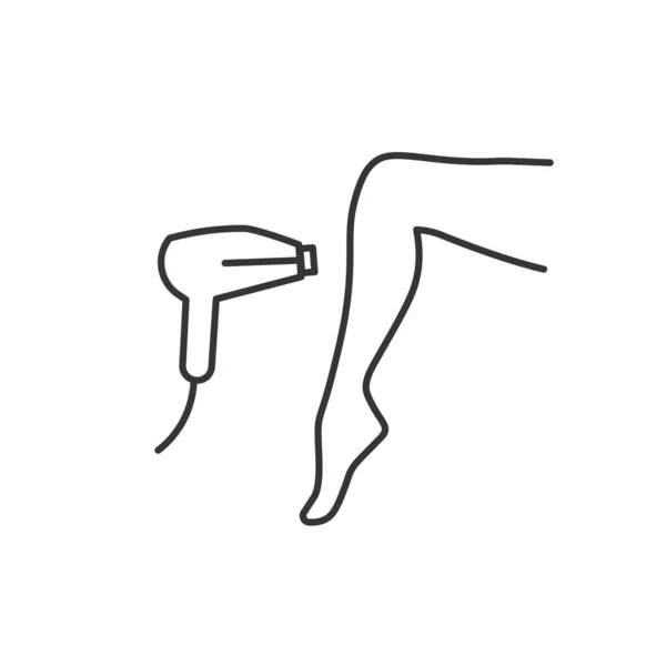 レーザー毛の取り外し黒いアイコン 女性の足のシンボル 女性美容サロンロゴ 白い背景に分離されたベクトルアウトラインイラスト — ストックベクタ