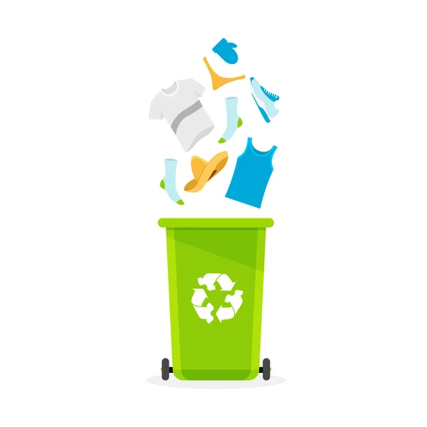Poubelle Recyclage Des Textiles Recycler Mode Durable Recycler Symbole Triez — Image vectorielle