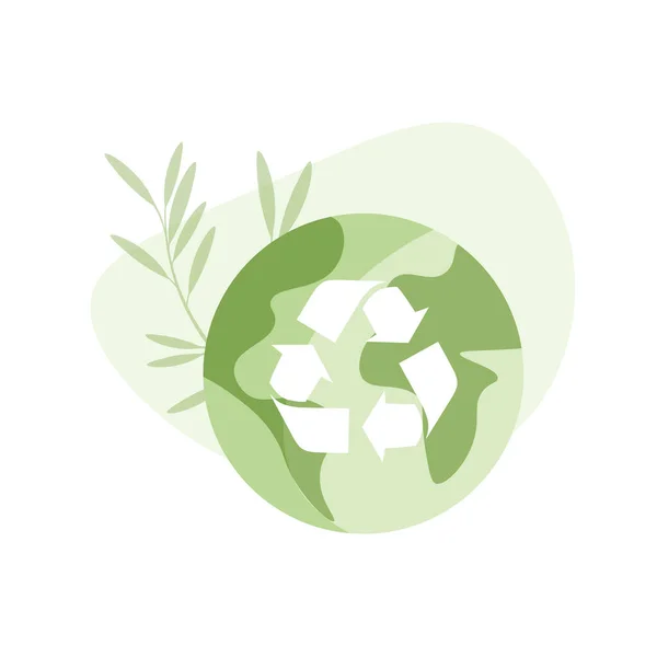 環境保護とエコロジーの概念 プラスチックごみを集め 廃棄物をリサイクルする 地球を支える ベクトルイラストステッカー — ストックベクタ