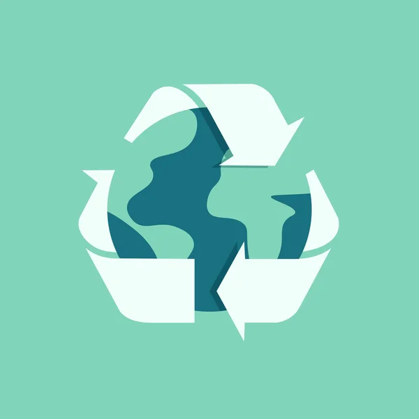 地球とのシンボルをリサイクルする 環境保護とエコロジーの概念 プラスチックごみを集め 廃棄物をリサイクルする ベクトルイラストステッカー — ストックベクタ