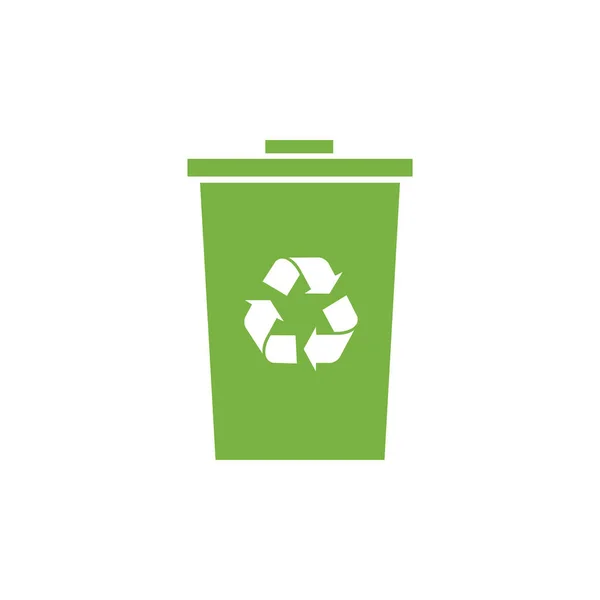 リサイクルシンボルでビンリサイクル グリーンアイコン ゴミと廃棄物を分類する 白い背景に隔離されたベクトルイラスト — ストックベクタ