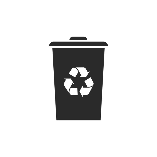 リサイクルシンボルでビンリサイクル ブラックアイコン ゴミと廃棄物を分類する 白い背景に隔離されたベクトルイラスト — ストックベクタ