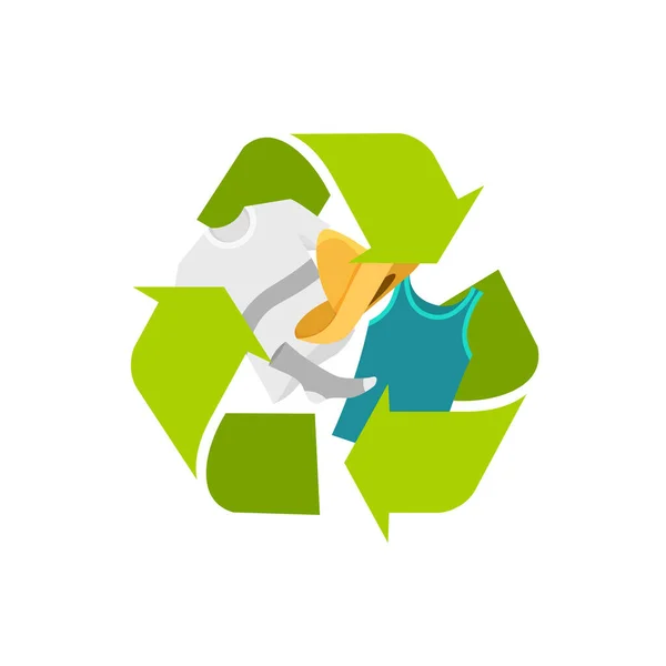 Ikona Recyklingu Ubrań Tekstyliami Środku Zrównoważony Symbol Mody Koncepcja Przyjazna — Wektor stockowy