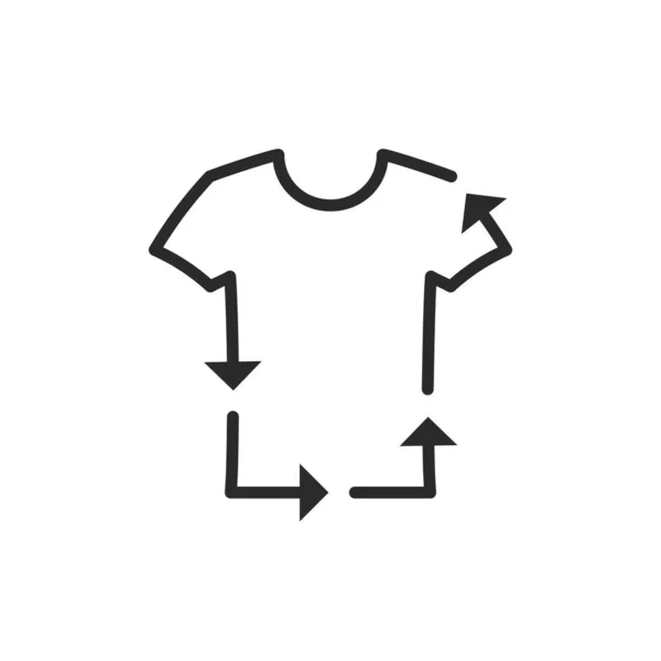 Shirt Ícone Reciclagem Linha Preta Reutilize Símbolo Roupa Vector Ilustração — Vetor de Stock