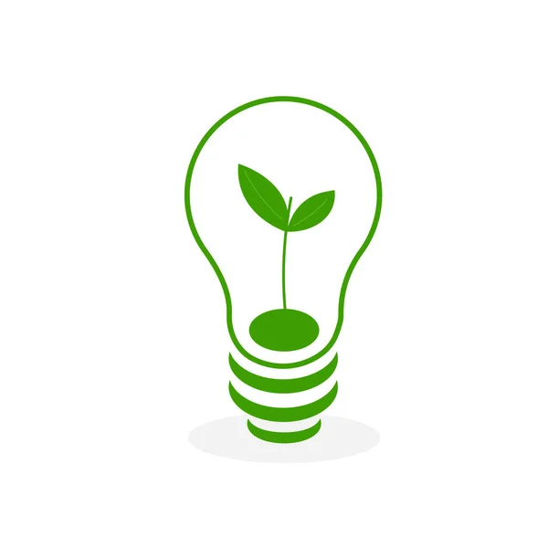 Logo Zielonej Energii Ekologicznej Żarówka Liśćmi Uratuj Koncepcję Planety Ilustracja — Wektor stockowy
