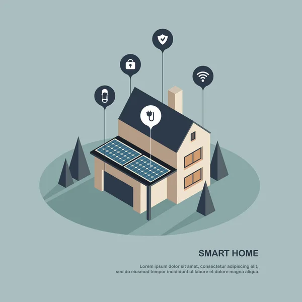Sterowanie Inteligentnym Domem Przez Smartfona Bezprzewodowe Połączenie Technologia Domu Połączenia Wektor Stockowy