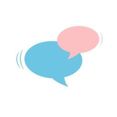 Boş renkli baloncuk simgeleri modaya uygun düz bir şekilde. Boş ileti kutusu şablonu. Sohbet ikonu. Beyaz arkaplanda vektör logosu izole edildi.