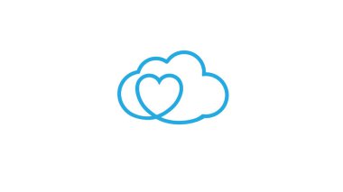 Creative Blue Cloud Heart Love Symbol Logo Vector Design Illustration