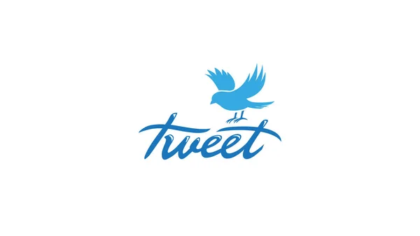 Creative Blue Bird Typography Logo Vector Icon Symbol Illustration — Stock Vector
