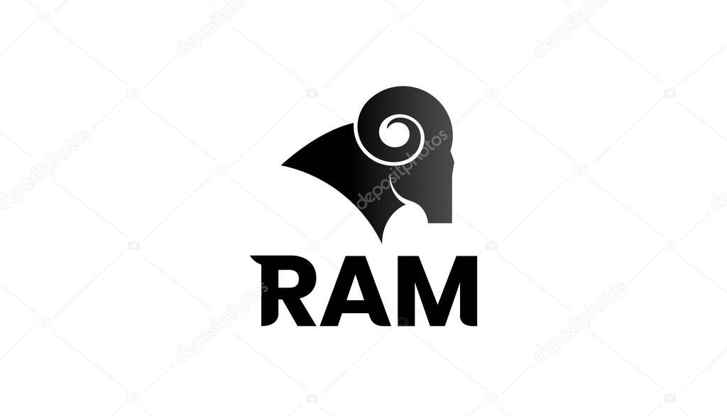 Creative abstract ram horn Sheep bighorn head attack logo vector symbol