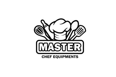 Chef Hat Utensils Tool Cuisince Retro Banner Logo Vector Design Illustration