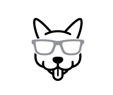 Yaratıcı komik inek köpek vektör tasarımı ikonu stok çizimi