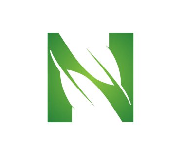 Yeşil Harf N, Simge Vektörü Alfabe Simgesi Simgesi Tasarım illüstrasyonunu terk eder