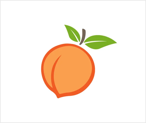 Perzik Fruit Logo Vector Ontwerp Pictogram Illustratie — Stockvector