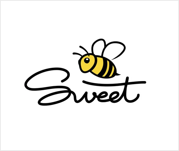 Criativo Bumblebee Texto Doce Logotipo Vetor Design Ícone Símbolo Ilustração —  Vetores de Stock