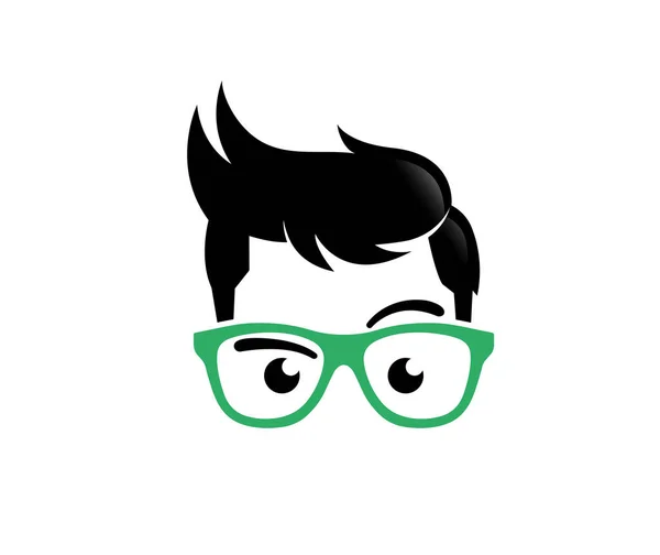 Geek Boy Face Brille Design Vector Symbol Stock Illustration — Stockvektor