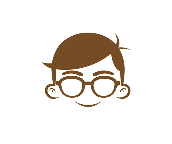 Geek Boy Face Glasses Design Vector Symbol Stock Illustration — Stock Vector