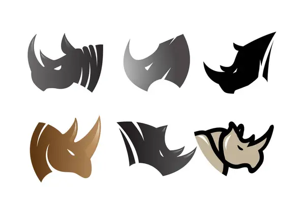 Creativo Rinoceronte Testa Collezione Logo Disegno Vettoriale Simbolo Illustrazione Vettoriali Stock Royalty Free