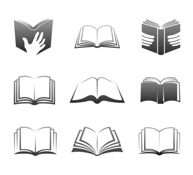 Yaratıcı kitaplar logo koleksiyonu vektör tasarım simgesi çizimi