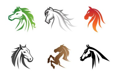 Creative Horses, Koleksiyon Logosu Sembol Vektör Simgesi Tasarım İllüstrasyonunun Başı