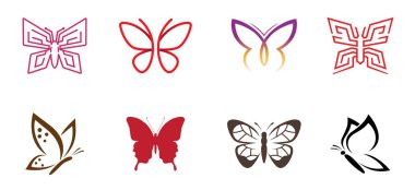 Yaratıcı Kelebekler Toplama Logosu Sembol Vektör Tasarımı Çizimi