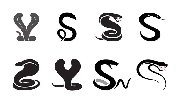 Kreatywny Wąż Kobra Węże Head Collection Set Logo Design Wektor Ilustracja Stockowa