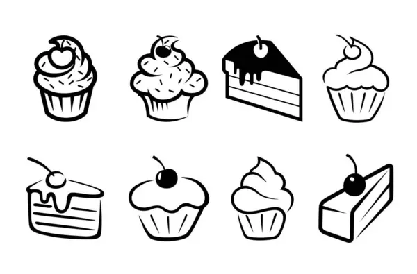 Muffin Torta Collezione Logo Icona Vettoriale Simbolo Disegno Illustrazione Vettoriali Stock Royalty Free