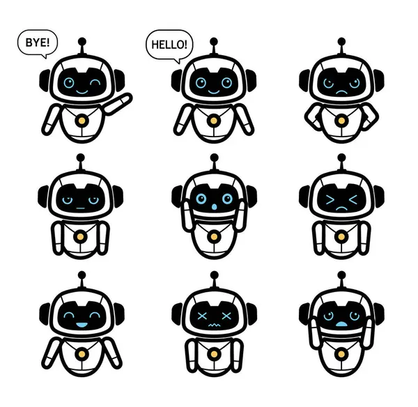 Collezione Creativa Simpatico Robot Robot Logo Vettoriale Set Design Icona Illustrazioni Stock Royalty Free