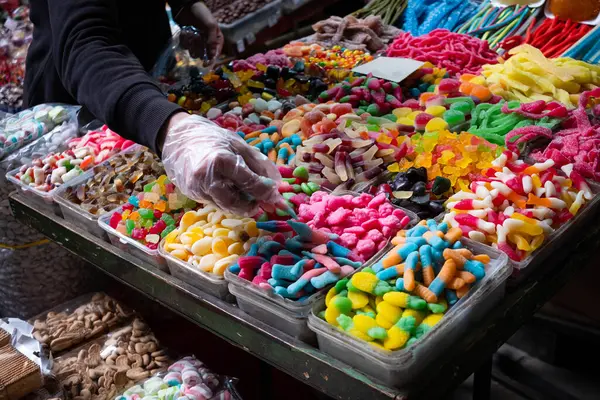 Piyasada Satılık Şeker Jöle Şekerleri — Stok fotoğraf