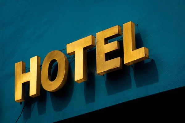 Hotel Sign Épület Homlokzat — Stock Fotó