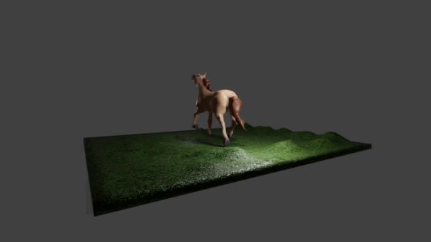 Escultura Digital Cavalo Grama Campo — Vídeo de Stock