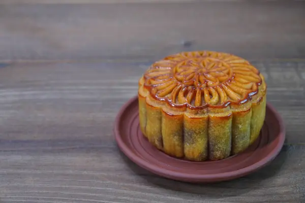 Moon Cake Mid Autumn Festival Retro Vintage Style Chinese Traditional — 图库照片