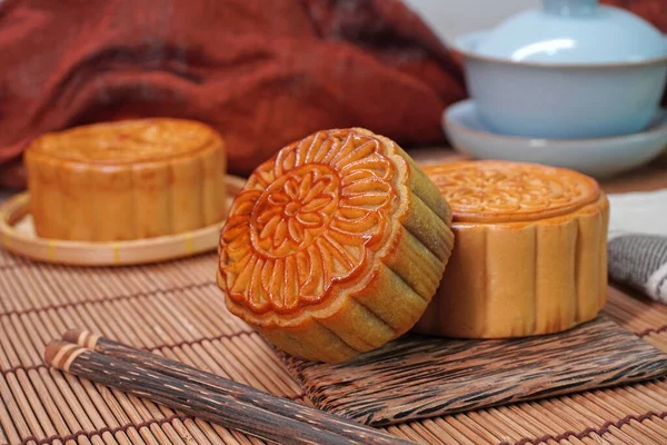 Лунный Торт Осеннего Фестиваля Мид Ретро Винтажный Стиль Китайской Традиционной — стоковое фото
