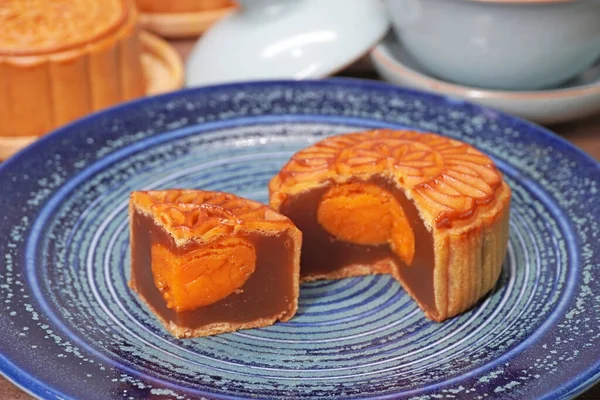 Moon cake for Mid autumn festival , Retro vintage style of Chinese traditional food and dessert. (Moon cake is call \