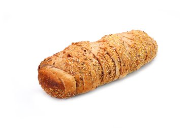 Beyaz arka planda izole edilmiş glütensiz çavdar ekmeği. Sağlıklı fırın, pasta, çörek