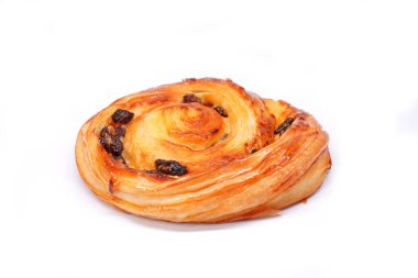 Acı kuru üzümler, salyangoz ya da acı rusz olarak da adlandırılan beyaz üzerine izole edilmiş, Fransa 'da kahvaltıda sıklıkla yenen bir sarmal hamur işidir. Adı 