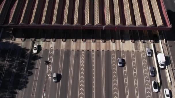 Aerial View Traffic Jam Tolls Highway Urban City Portugal Multiple — Video Stock