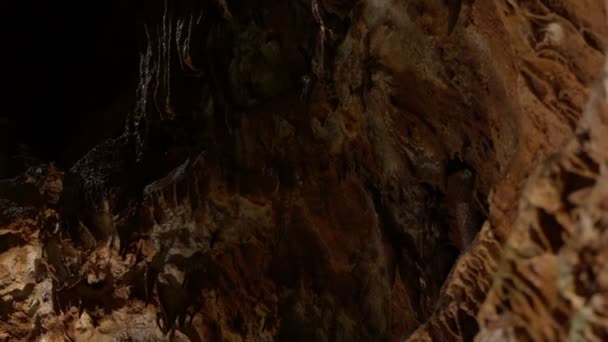 Yakından Bakınca Desenli Bir Mağaranın Güzelliğini Jeolojik Oluşumunu Gösteren Karmaşık — Stok video