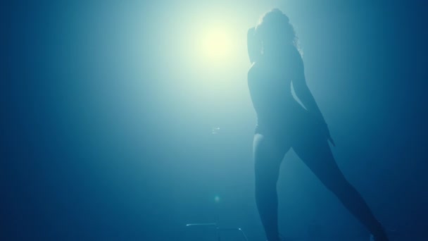Uma Silhueta Cativante Uma Mulher Realizando Uma Dança Solo Sensual — Vídeo de Stock