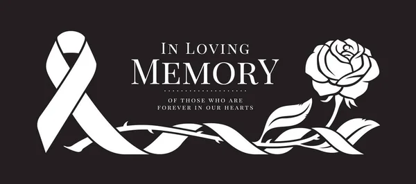 Loving Memory Those Who Forever Our Hearts Text White Ribbon — Stock Vector