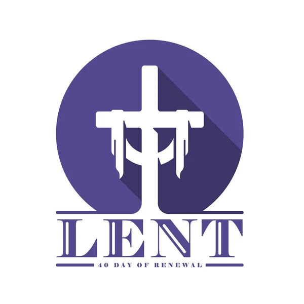 Lent Day Renewal Text Purple Cross Crucifix Sign Circle Symbol — Archivo Imágenes Vectoriales