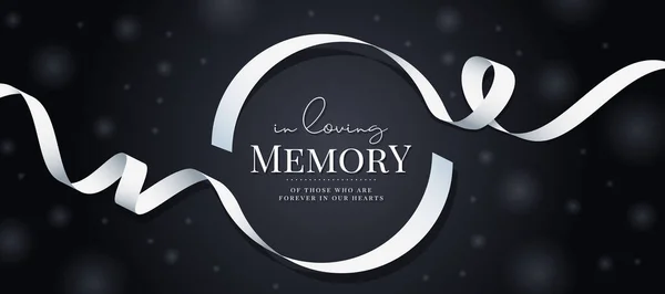Loving Memory Those Who Forever Our Hearts Text White Ribbon — Vector de stock