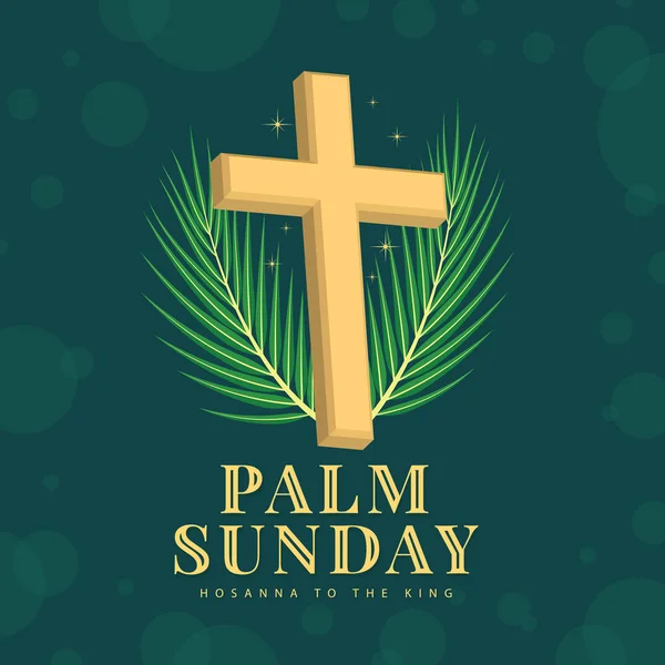 Palm Sunday Hosanna King Gold Cross Crucifix Sign Star Light — Stockvector