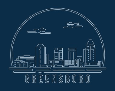 Greensboro - Corpus Christi - Cityscape with white abstract line corner curve modern style on dark blue background, building skyline city vector illustration design