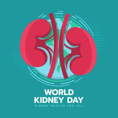 World kidney day - Two red pink kidney sign on circle globe world with line curve around on dot green texture background vector design